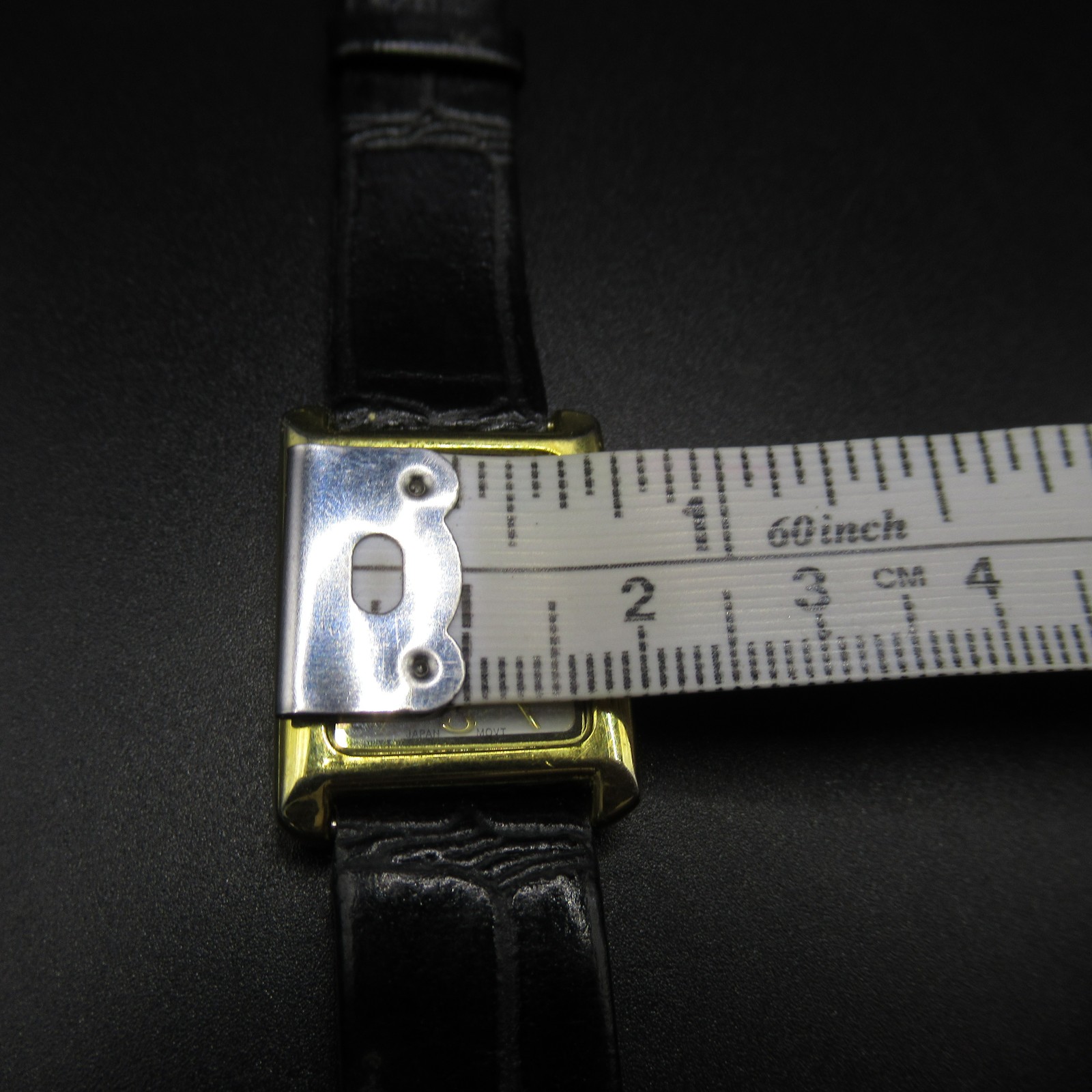 Collezione Slim Gold Tone Rectangular Quartz Watch Black Leather Band Japan Movt