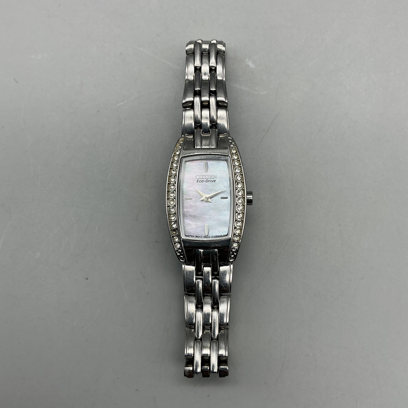 Citizen Eco-Drive Womens Watch 17mm MOP G620-S074711 Crystals Stainless 5.75″