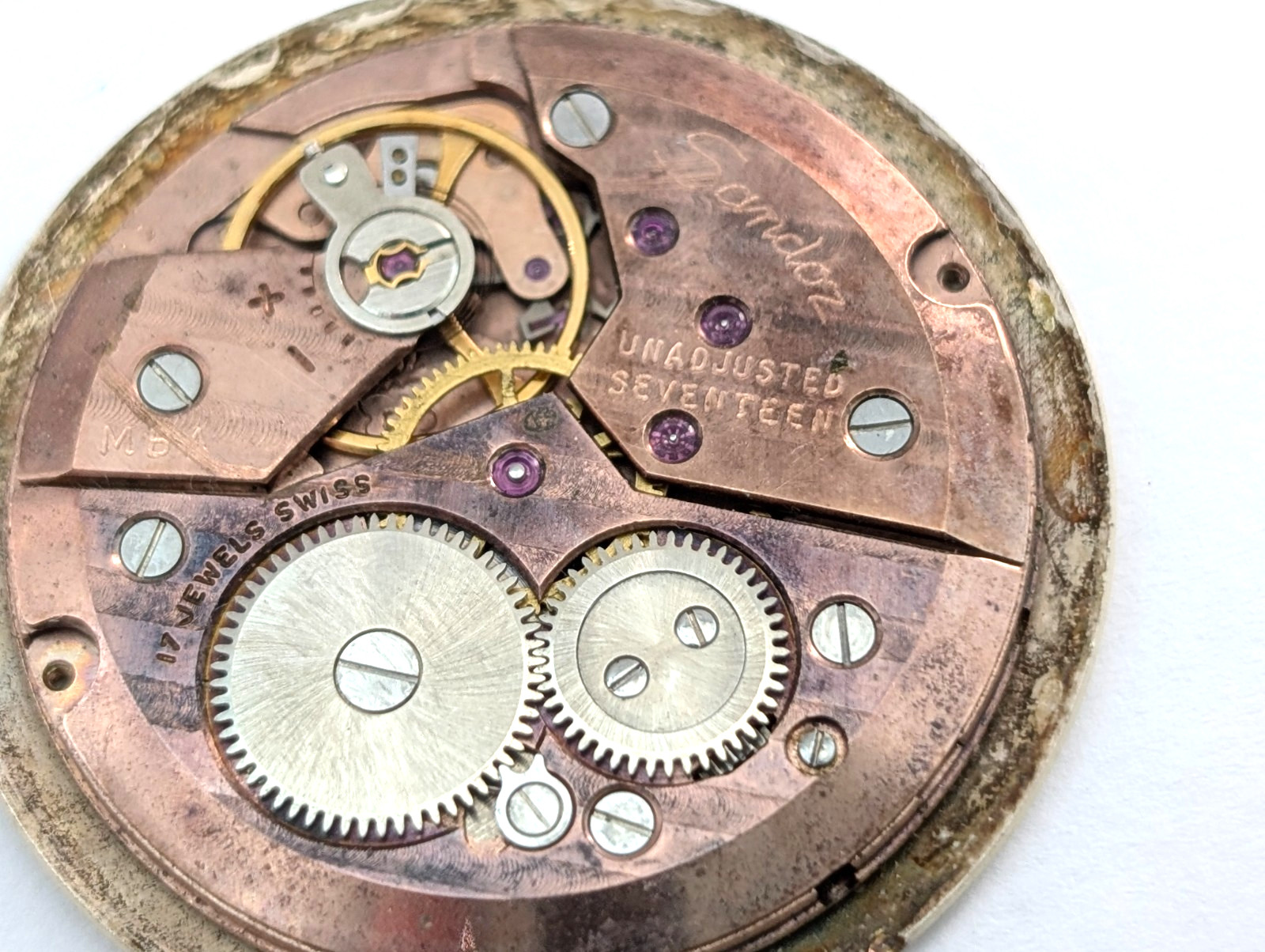 Vintage GERMINAL VOLTAIRE 17 Jewels Men’s 30mm Swiss Watch Movement PARTS REPAIR
