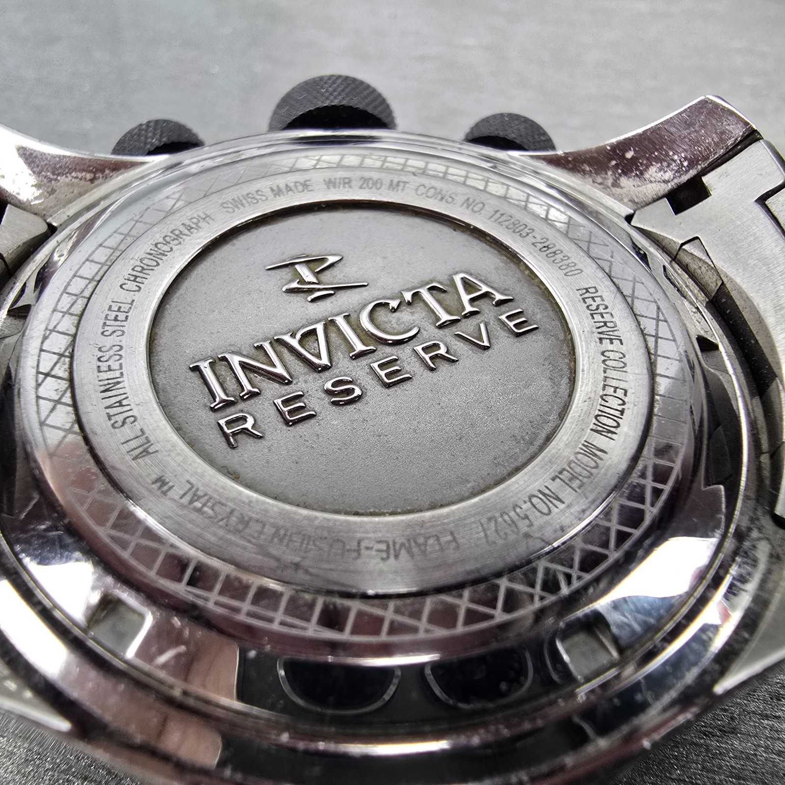 Invicta Reserve Chronograph Watchy Men 50mm Black Dial Steel 5627 New Battery