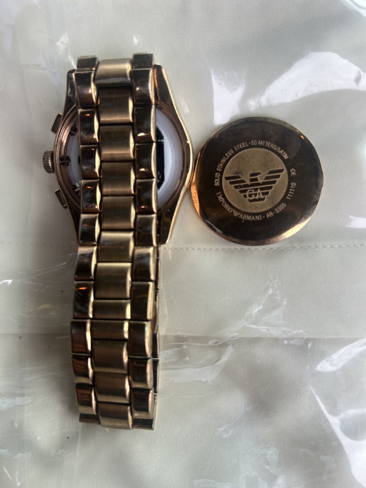 Emporio Armani AR0365 Mens Valente Chronograph Rose Gold Pvd Watch