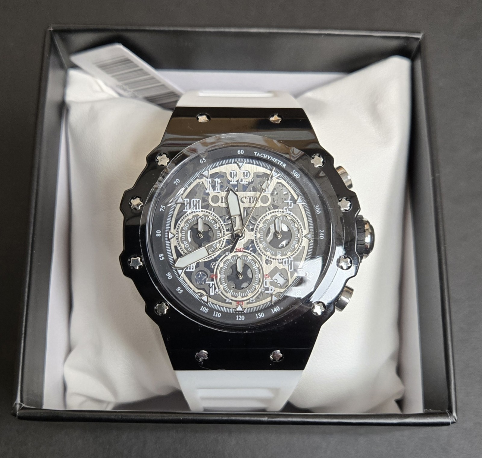 (A) $279 Invicta Racing Vaulthan Men Black White 44mm Quartz Watch NIB