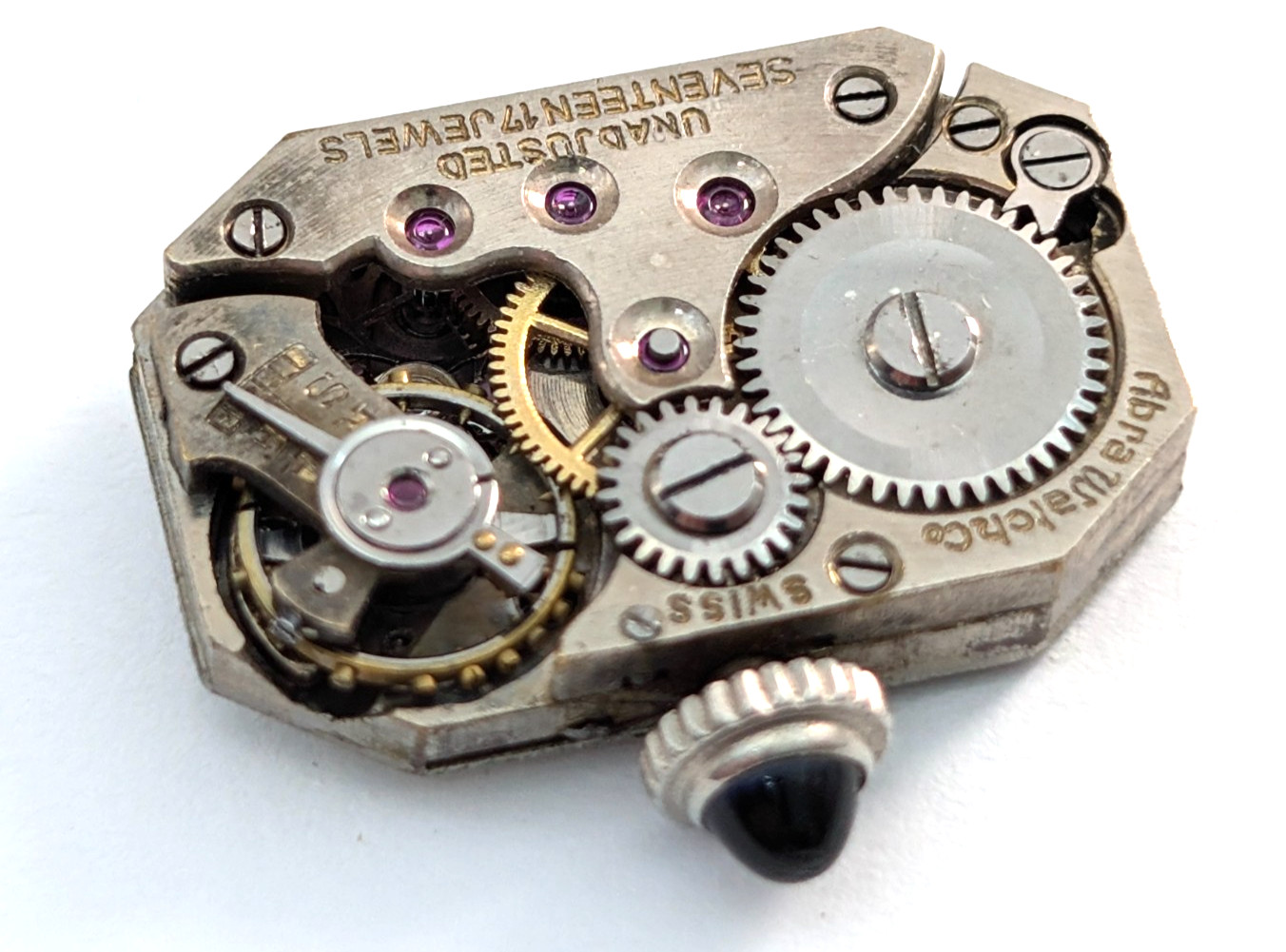 Antique ABRA 17 Jewels Art Deco Ladies 13mm Swiss Watch Movement PARTS or REPAIR