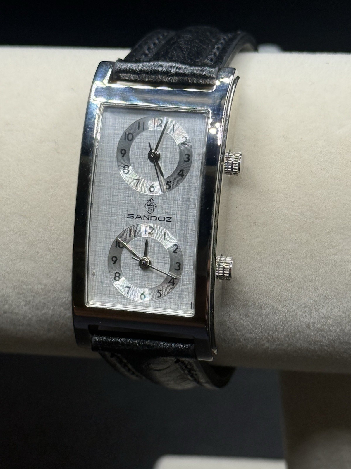 Sandoz 0200DTS Swiss Dual Time Quartz Watch, Excellent, Fresh Batteries