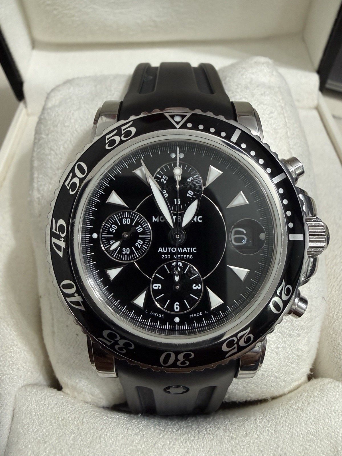Montblanc Meisterstück Automatic Chronograph 200m Black Dial Rubber Strap 43mm