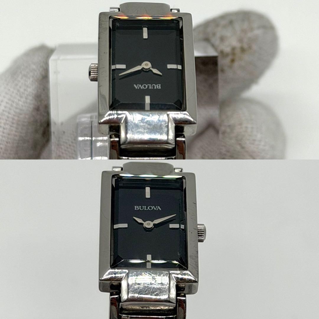 Bulova 96L156 Rectangular Black Dial Ladies Quartz Wristwatch Japan 07540