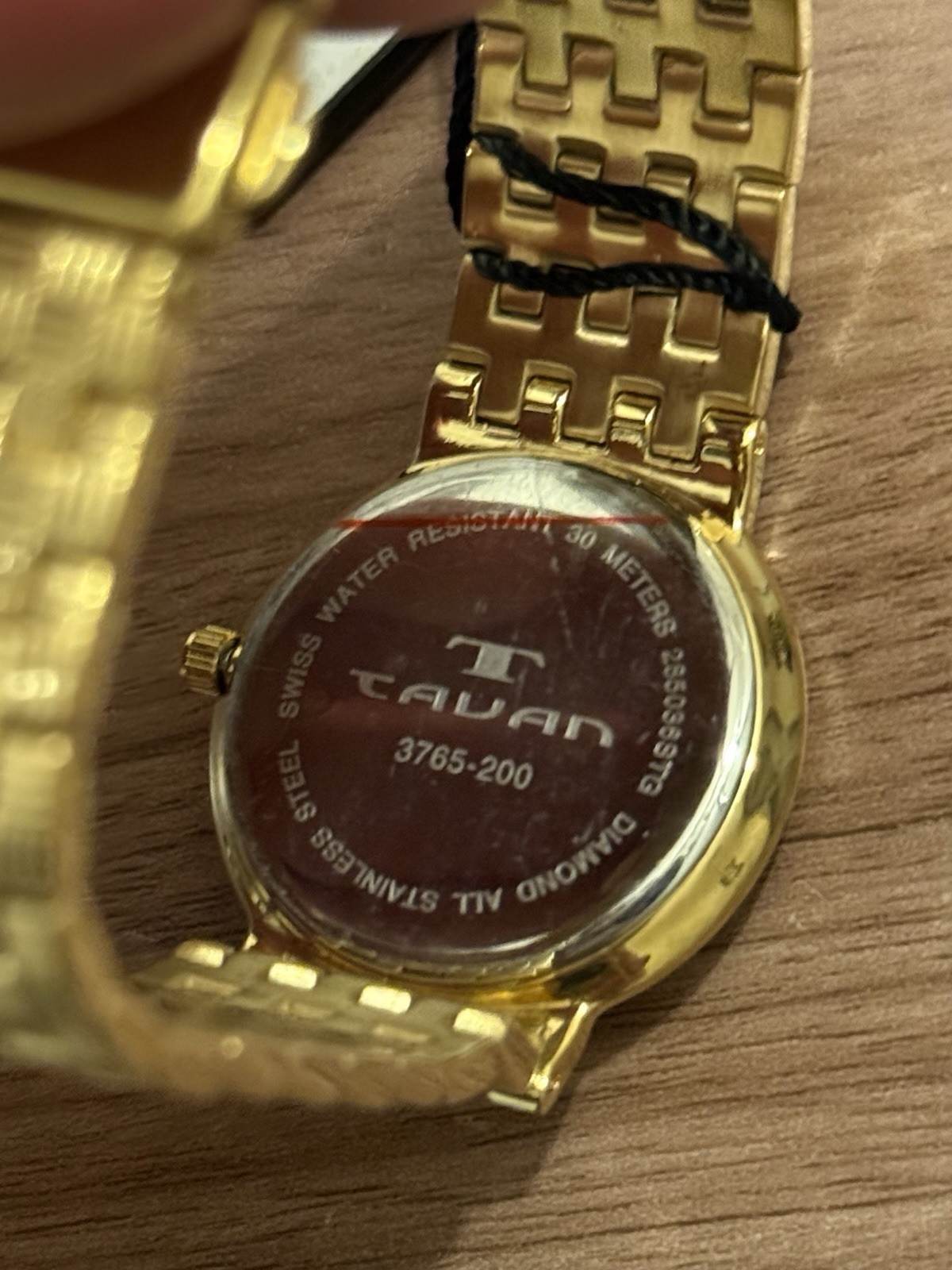 TAVAN 3765-200 Watch – Gold Tone, Black Dial, Genuine Diamond (untested) NWT