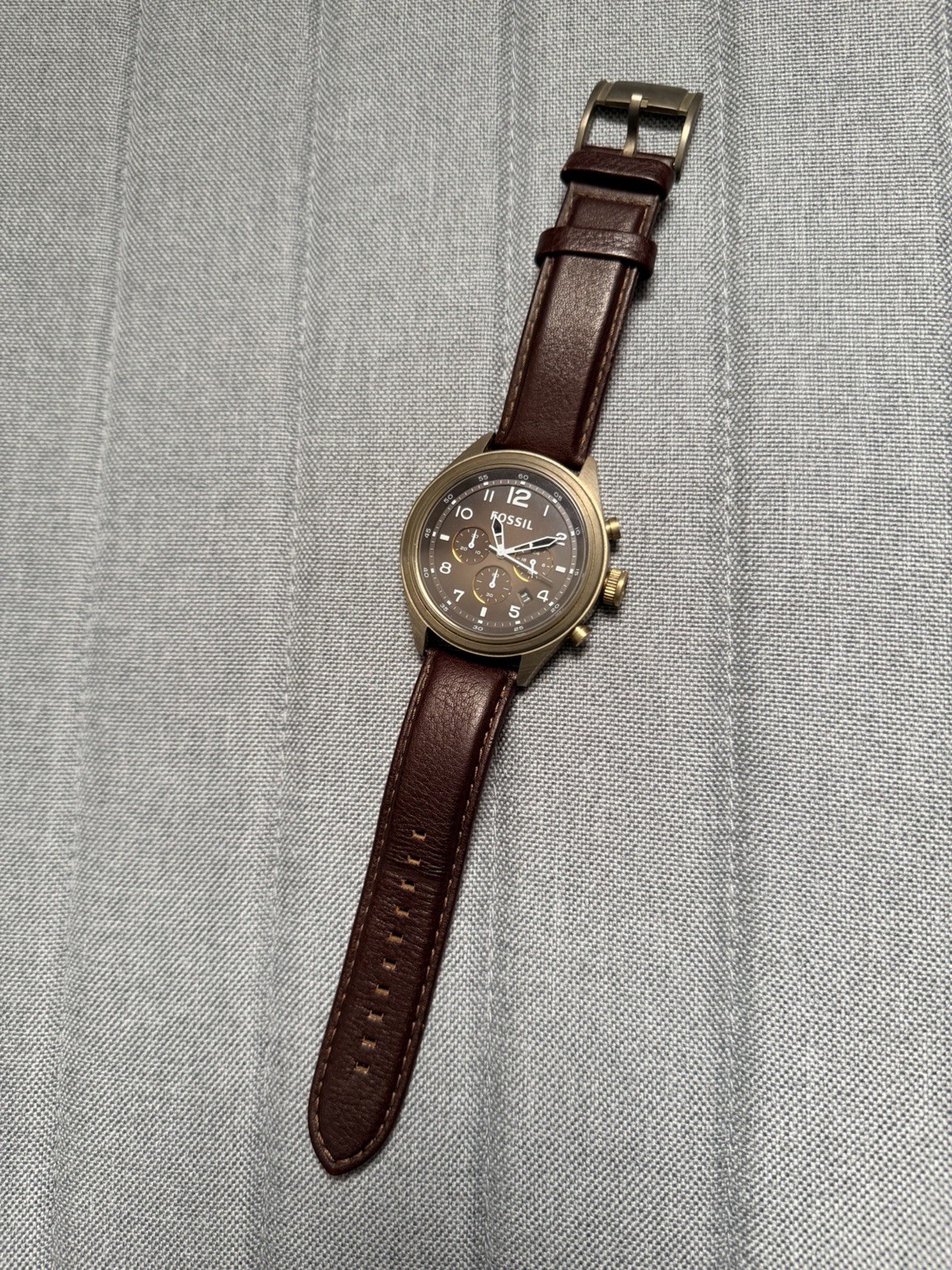 Fossil Chronograph Watch Bronze Case With Brown Dial And Strap 46MM