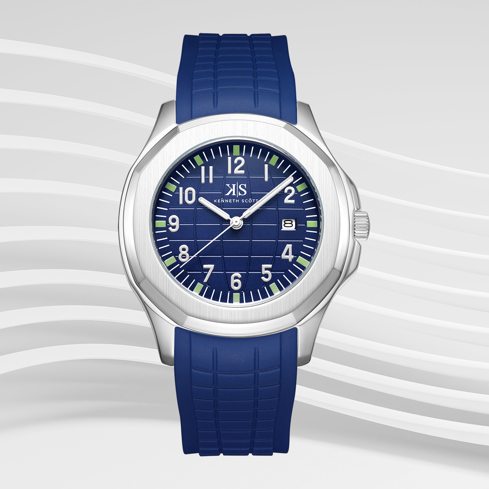 Kenneth Scott Men’s Analog Watch | Blue Dial, 45mm, 30 m (3 ATM)