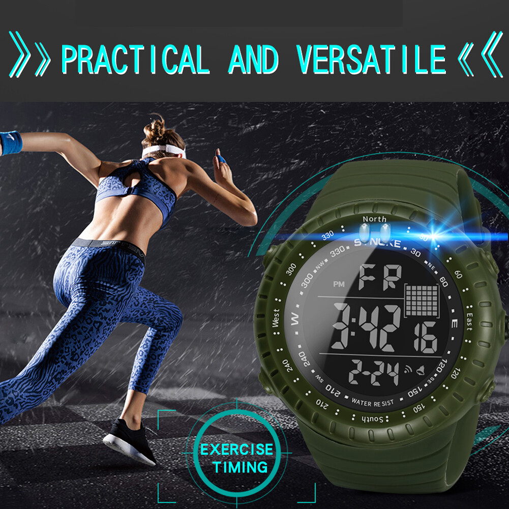 1/2Pcs Mens Water-Resistant Wristwatch Sports Digital Function LED Display Watch