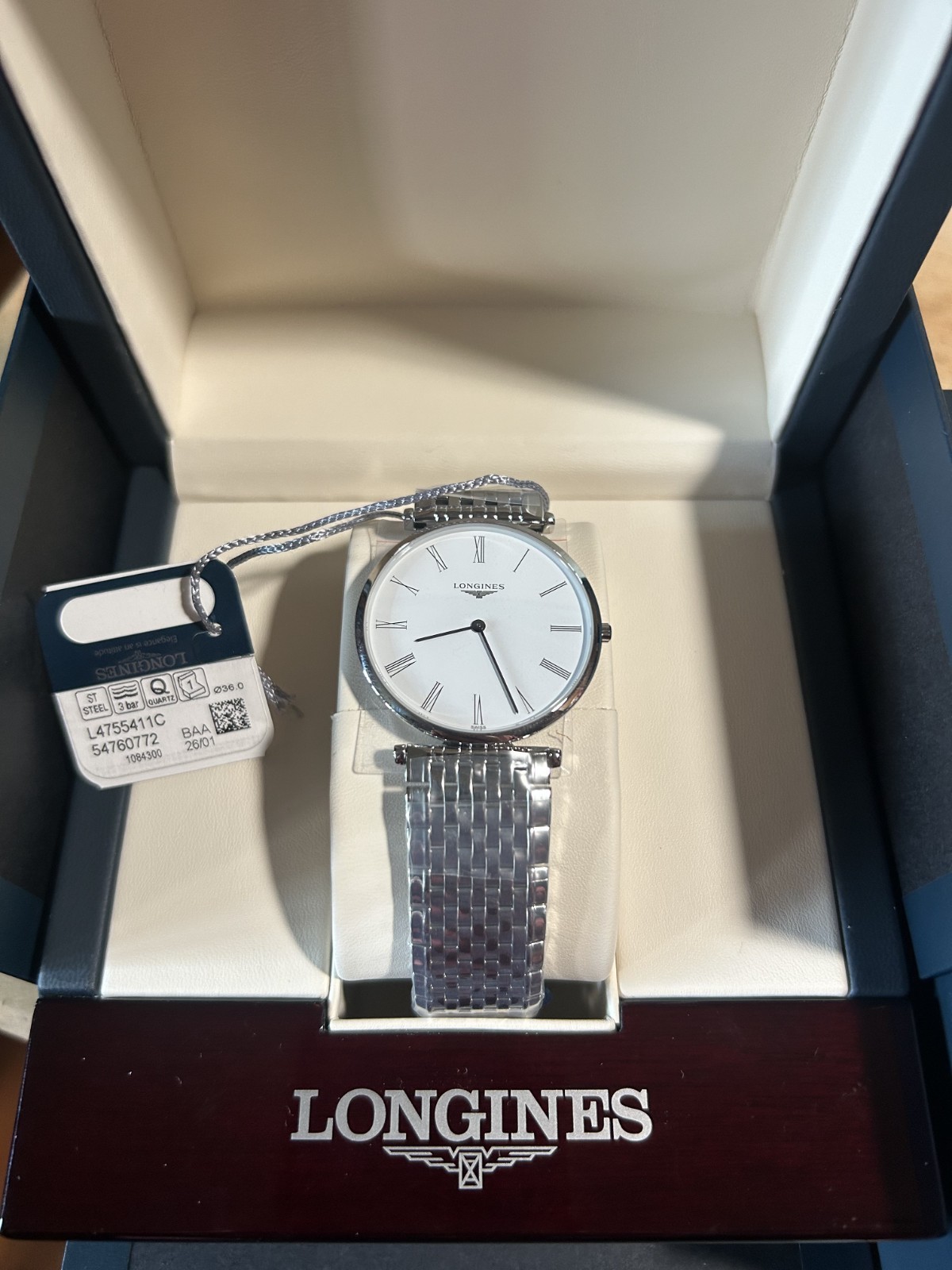 longines watch women, brand new in box, international warranty, ref#L4755411C