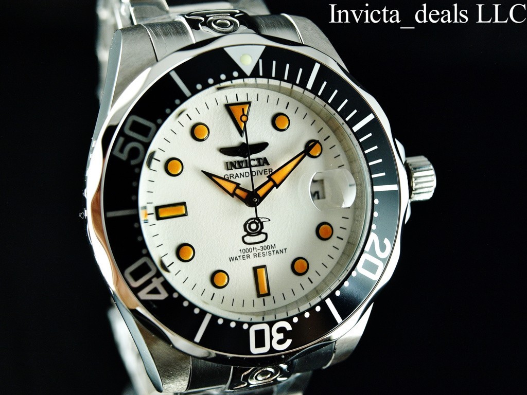 Invicta Men’s 47mm GRAND DIVER AUTOMATIC NH35A FULL LUME Dial Silver Tone Watch