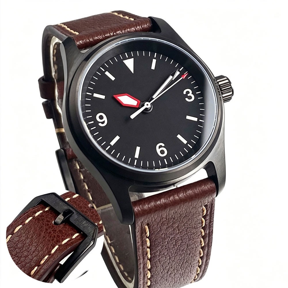 Japan NH35A Pilot Black Case 20ATM Diver 36mm Automatic Men Watch Sapphire Lume