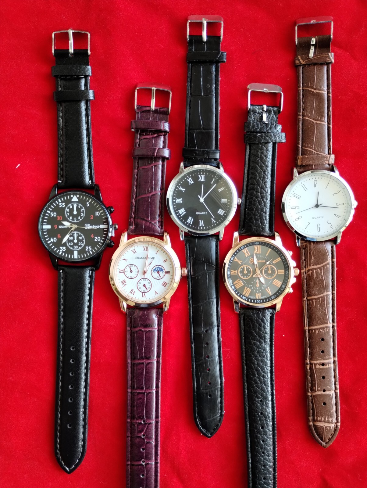 Men’s Watches 5 Wrist Watch lot Assorted Deal 1030 Gift Band Bracelet