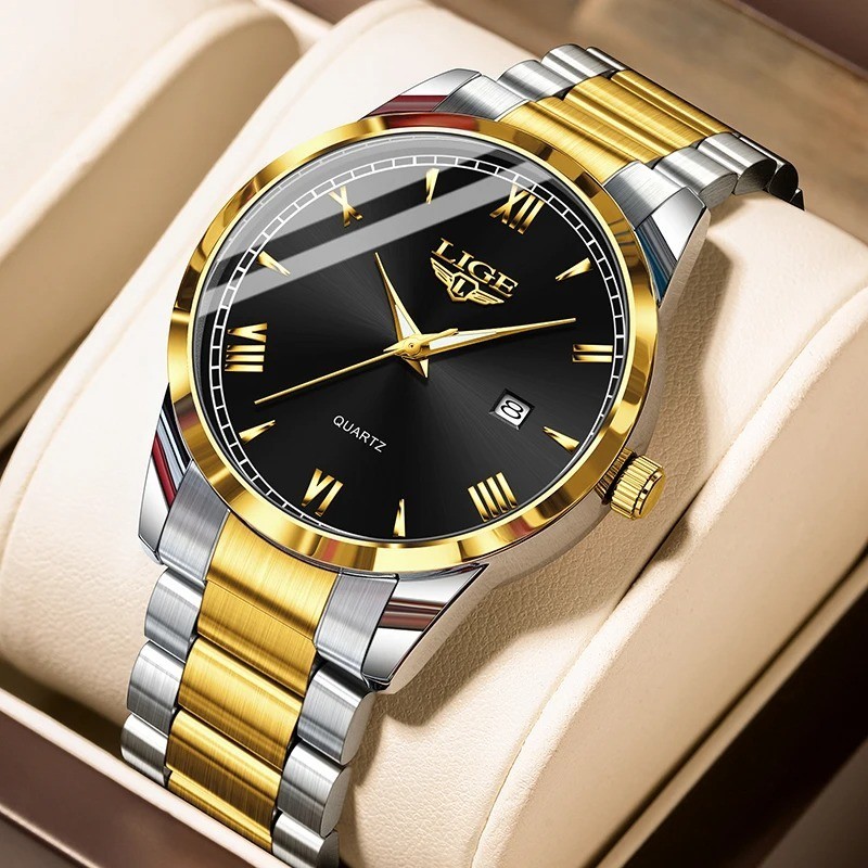LIGE Original Fashion Watch For Men Stainless Steel Date Quartz Men Watch Waterp