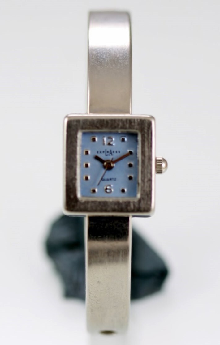 LA Express Women Watch Silver Stainless Steel Battery Water Resist Blue Quartz