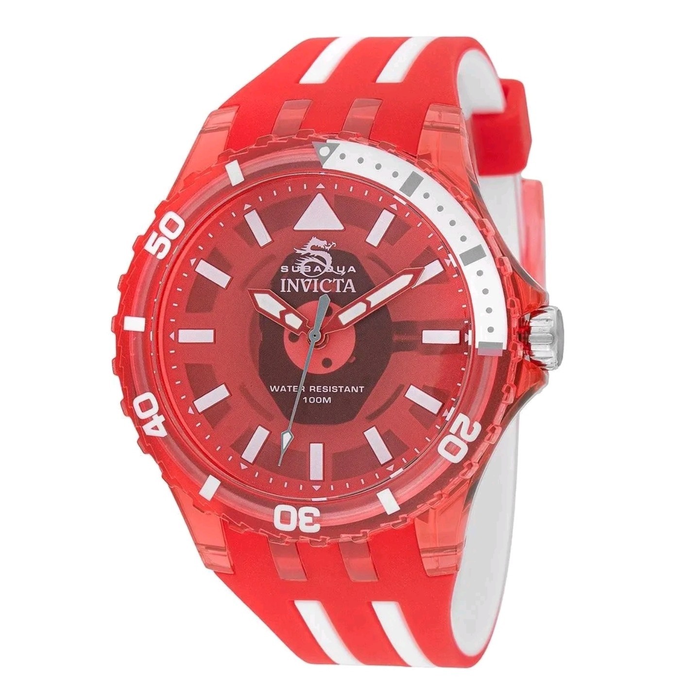 Invicta Men’s Watch Subaqua Quartz Red and White Silicone Rubber Strap 69450