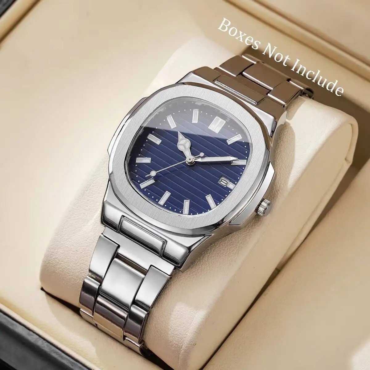 Montres d’affaires de luxe pour hommes, cadran carré, bracelet en acier inoxydab