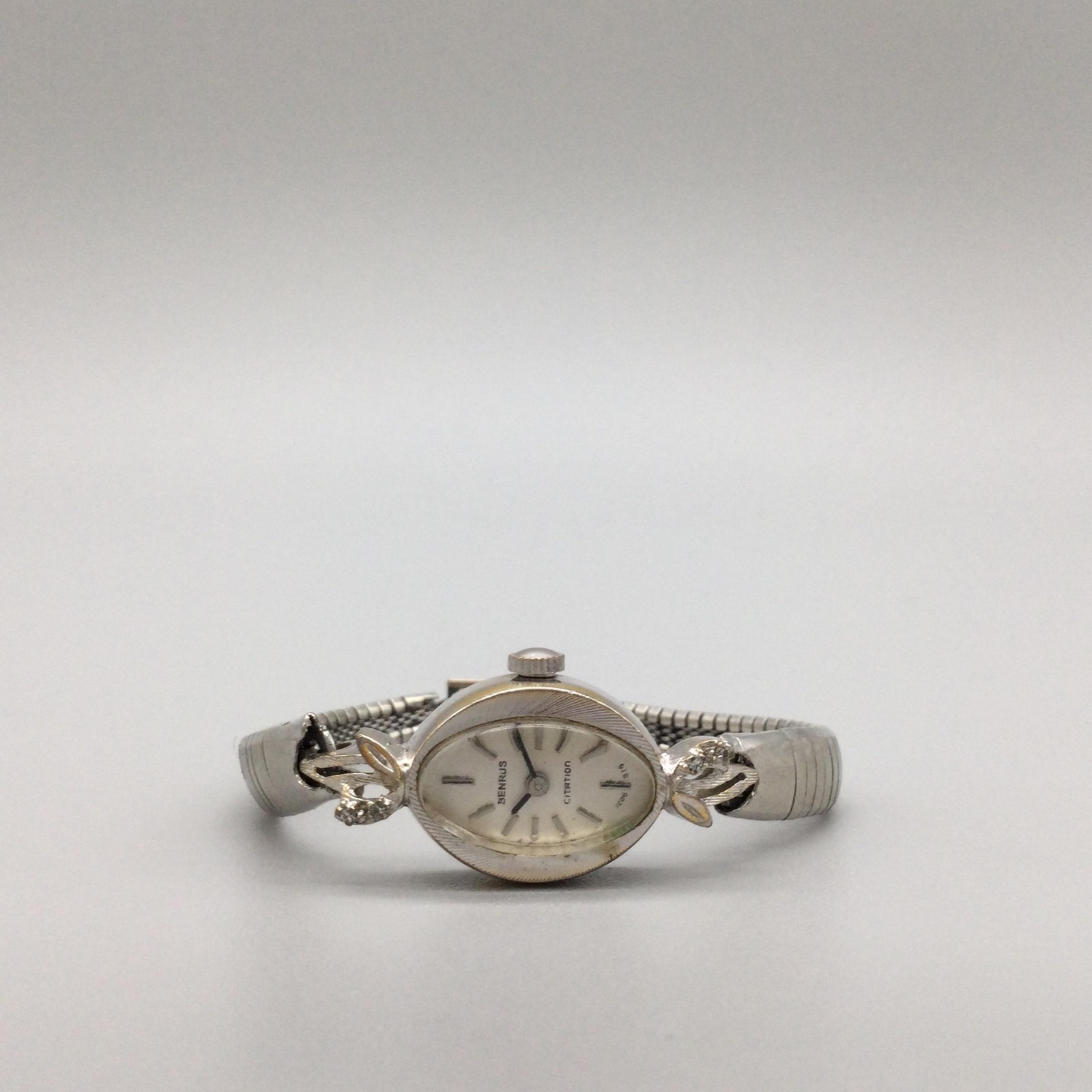 Vintage Benrus Citation Womens Watch 14mm Silver Tone Oval Dial Manual Wind 5.5″