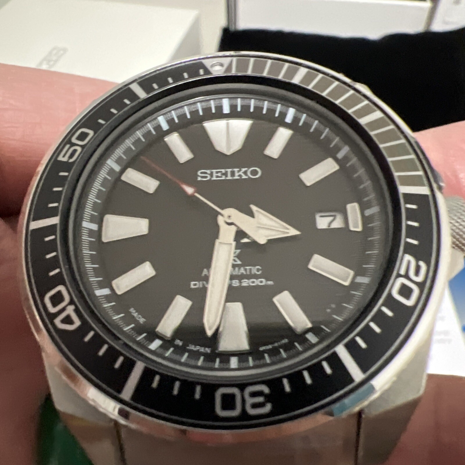 Authentic-Seiko Dealer-Prospex Samurai Diver Black Dial Automatic Watch SRPF03🎁