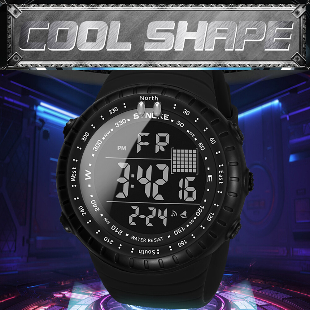 1/2Pcs Mens Water-Resistant Wristwatch Sports Digital Function LED Display Watch