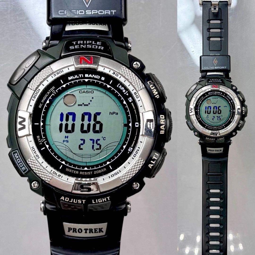 working PROTREK PRW 1500J radio solar black khaki