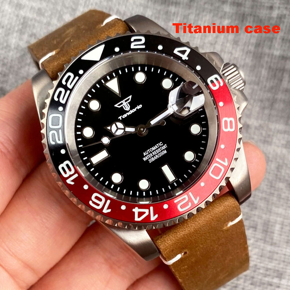 40mm Titanium Sapphire Glass Japan NH35 Automatic Mens Watch 20ATM Date Luminous