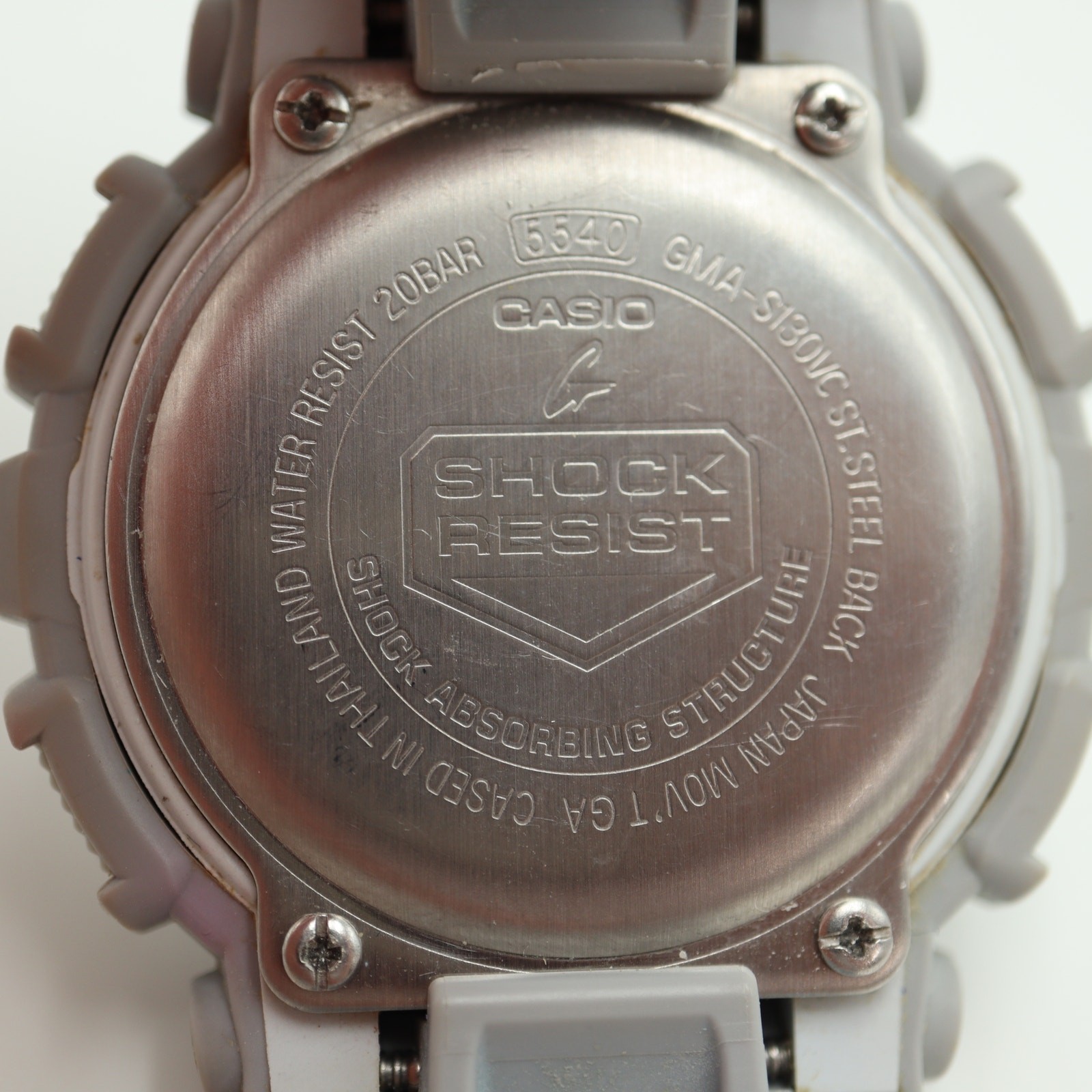 Casio G Shock GMA-S130VC Gray Orange Ana Digi 46mm Watch Step Tracker Chrono