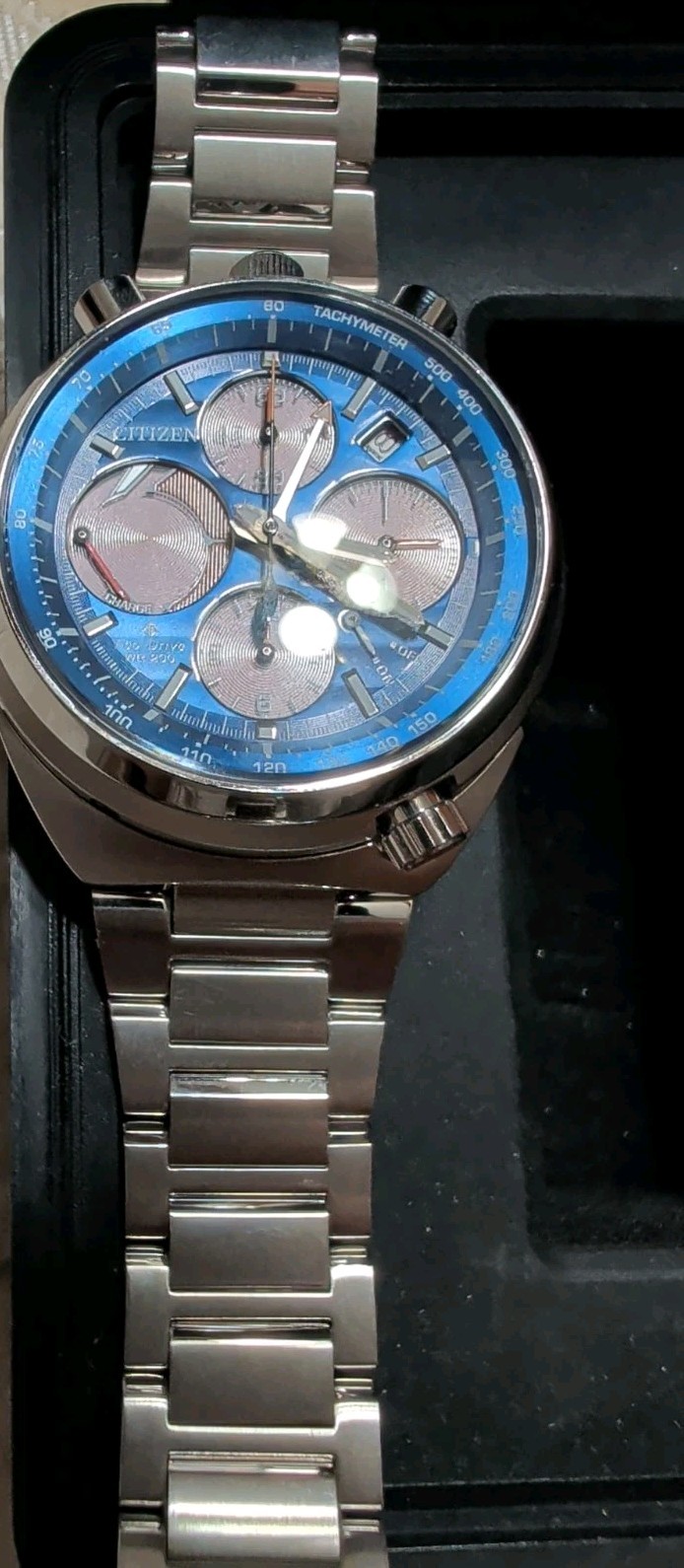 CITIZEN ECO-DRIVE E210-S116333 CHRONOGRAPH WATCH SILVER BLUE (MVP030340)