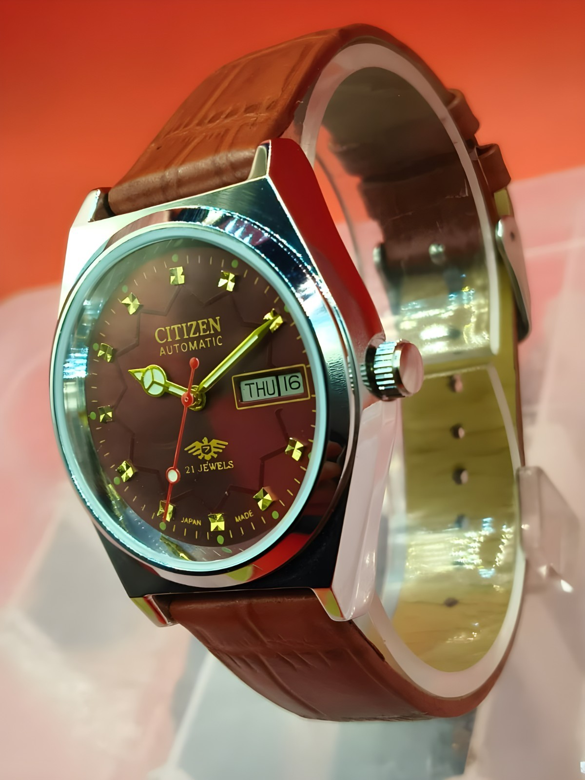 Automatic 8200 21Jewels Restored Dial Red DayDate Mens Japan Watch Vintage 36