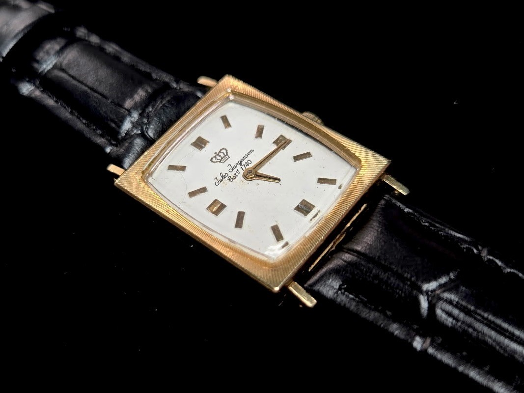Vintage Jules Jurgensen 14k Solid Gold Watch 11.2g 22mm Runs Great Beautiful