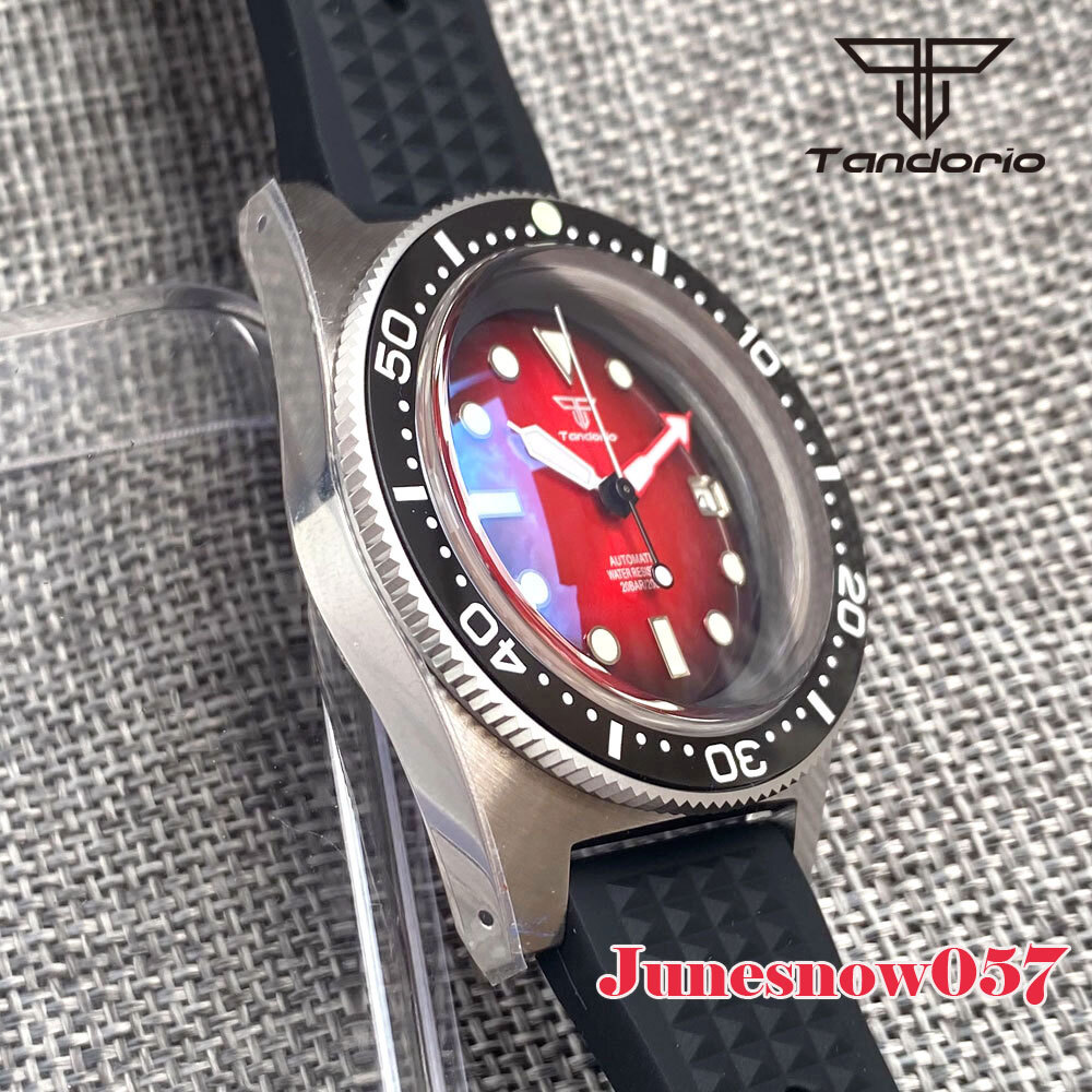 Black Chapter Ring Red Sunburst Dial AR Sapphire 41MM Diver NH35A Auto Men Watch