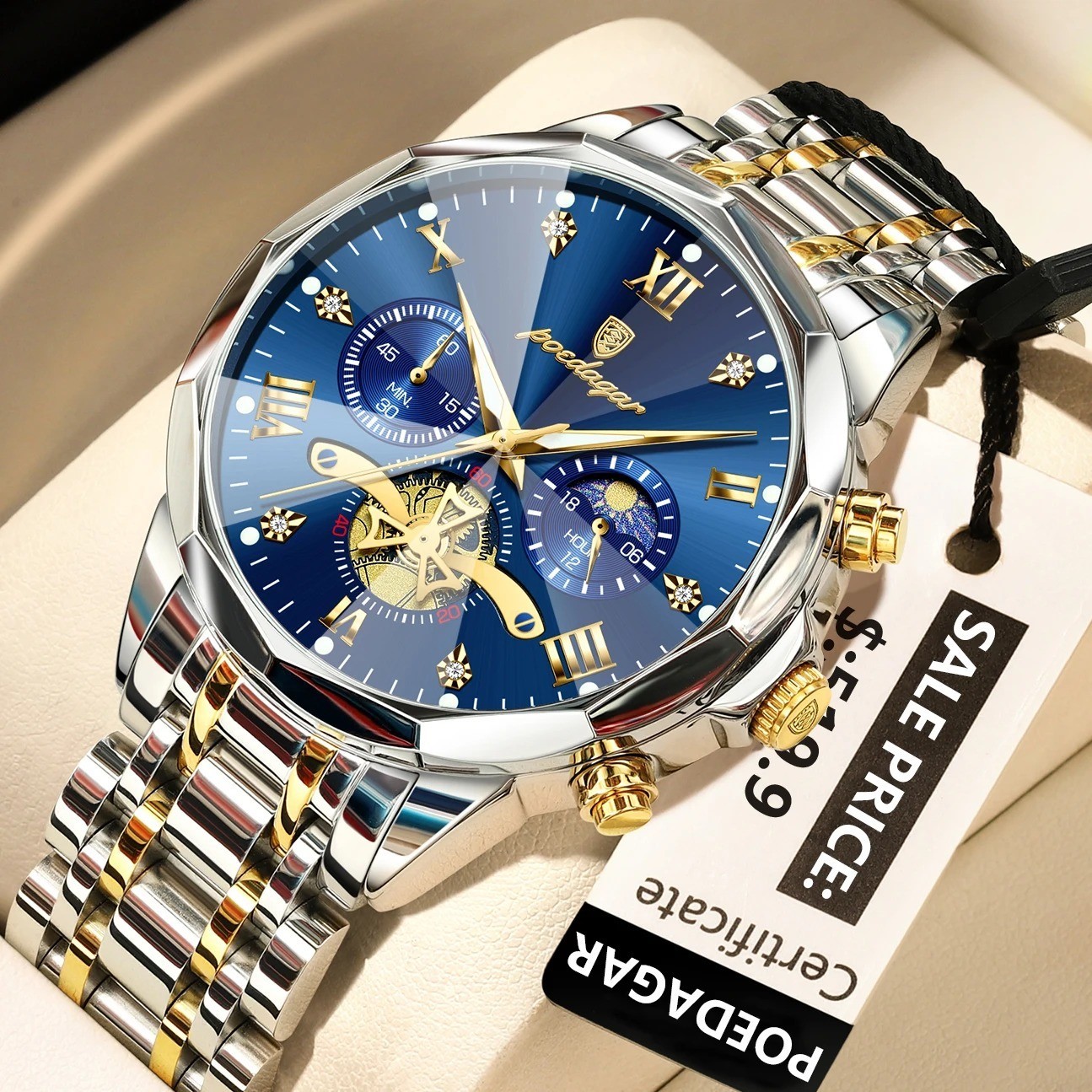 POEDAGAR Luxury Men Watch Top Original Waterproof Luminous Chronograph Man Wrist