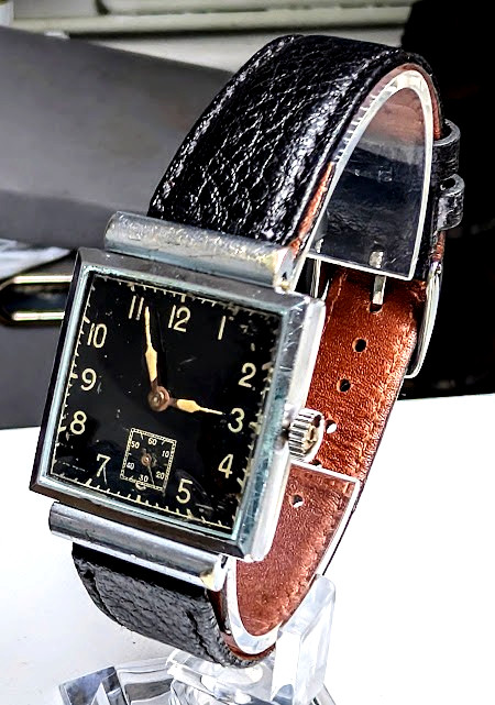 Gents 1940s France SS Black Dial 15J Cupillard 233 1st Gen? Tank Watch Serviced