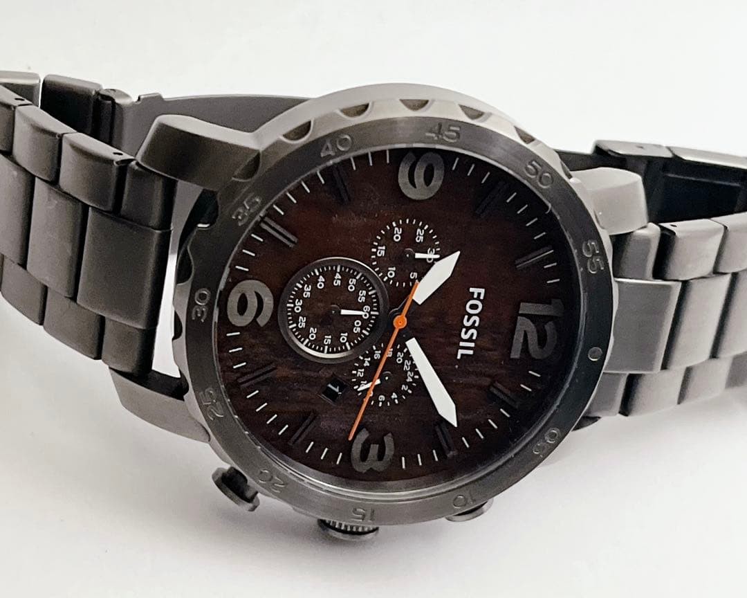 Fossil JR1355 Chronograph Date Wood Grain Dial 50mm Mens Watch