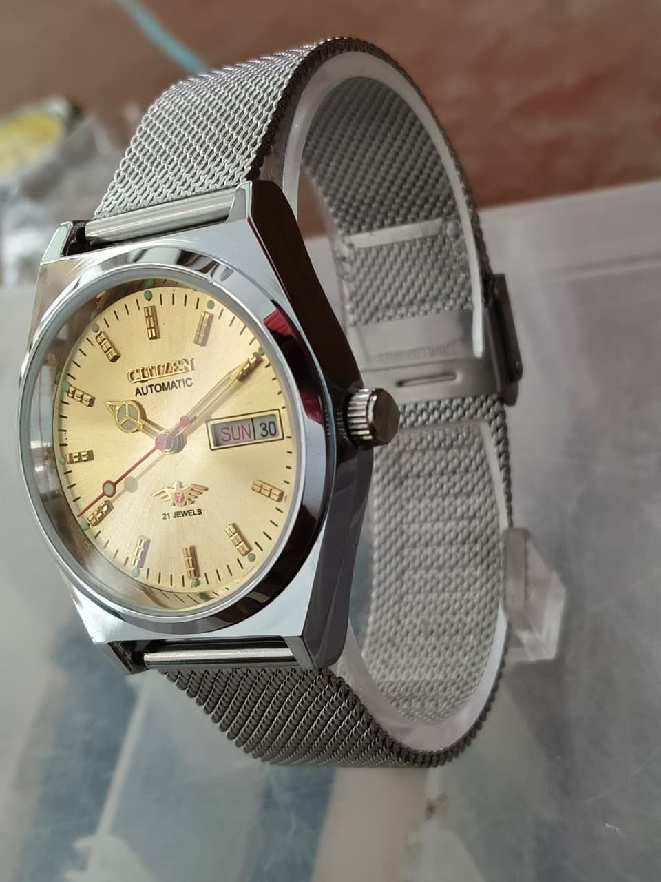 Automatic 8200 21Jewels Restored Dial Golden DayDate Mens Japan Watch Vintage 76