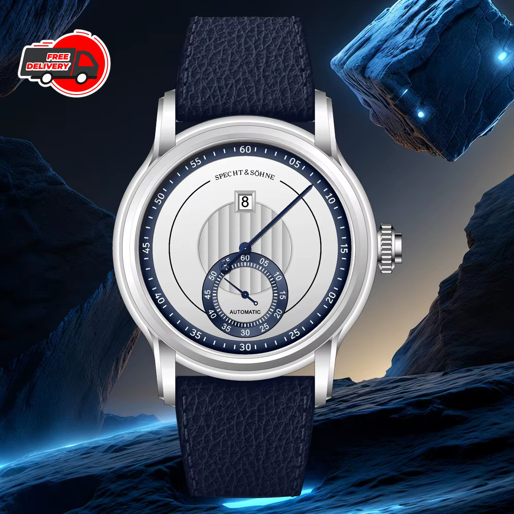 Specht & Söhne Men’s 39mm Jumping Hour Automatic Watch Sapphire Crystal Leather