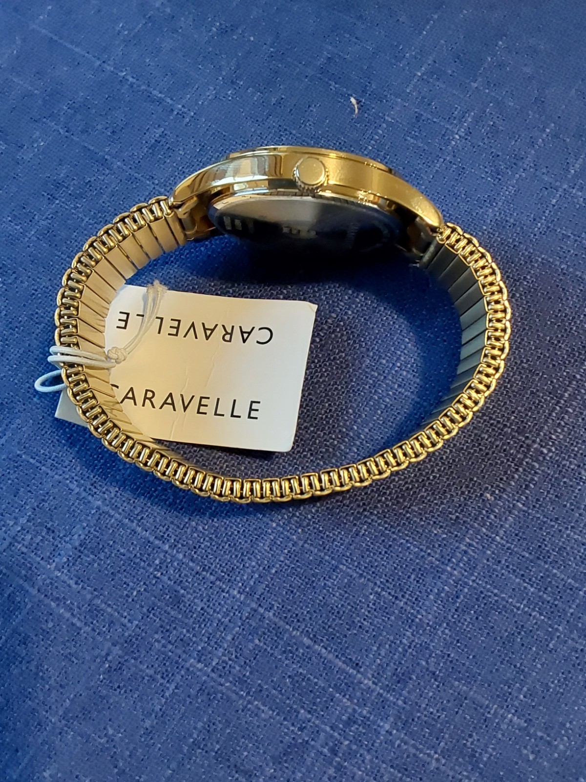 Caravelle Mens Quartz Date White Dial Gold Bracelet w/ Box
