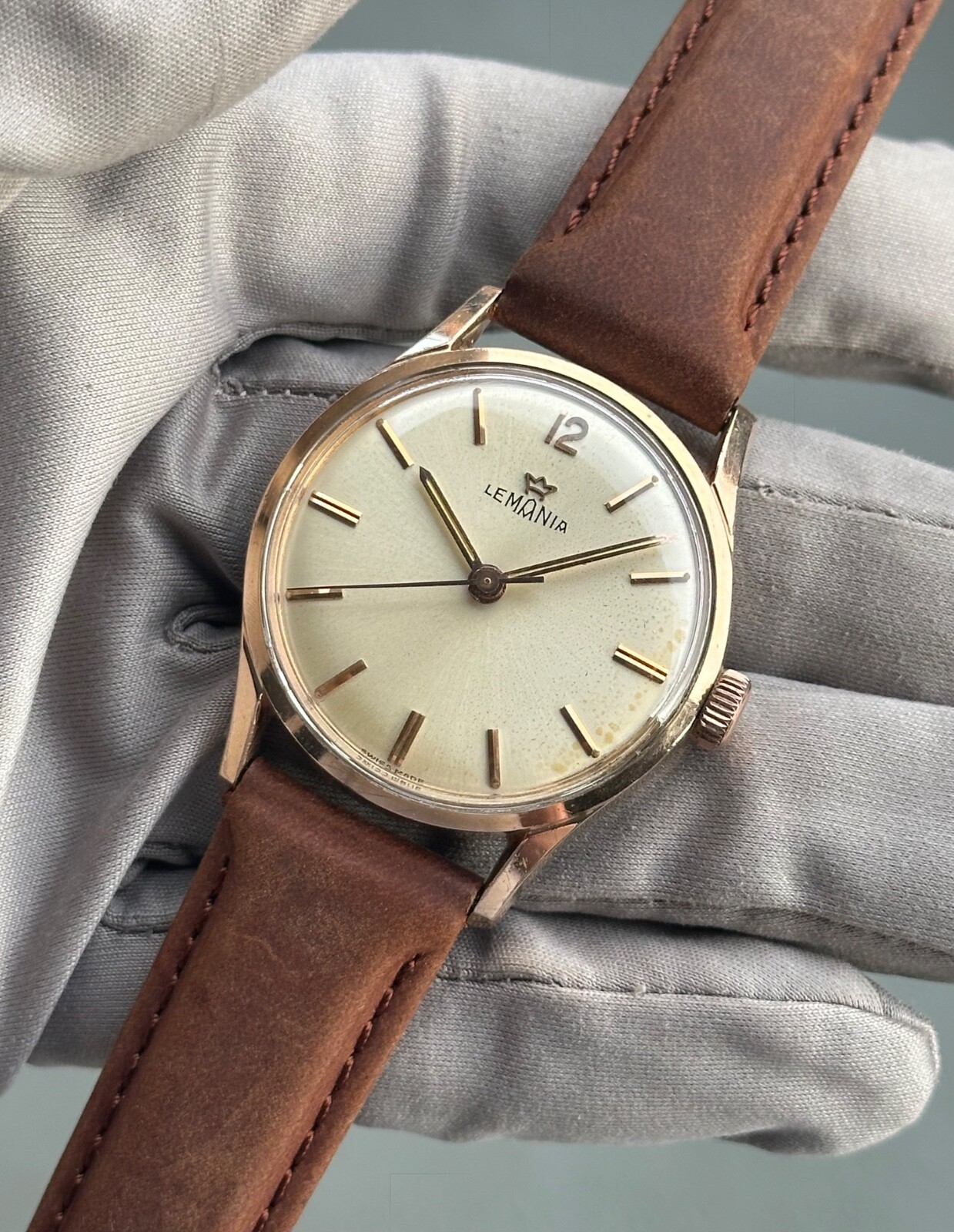 Vintage Lemania Manual-Wind Caliber 3060 Rose Gold Capped 34mm Ref. 918-5 KO