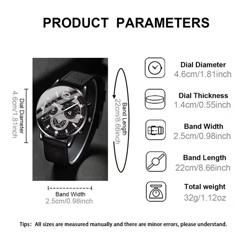 10PCS Men’s Quartz Watch Set Analog PU Silicone Band Casual Gift Collection