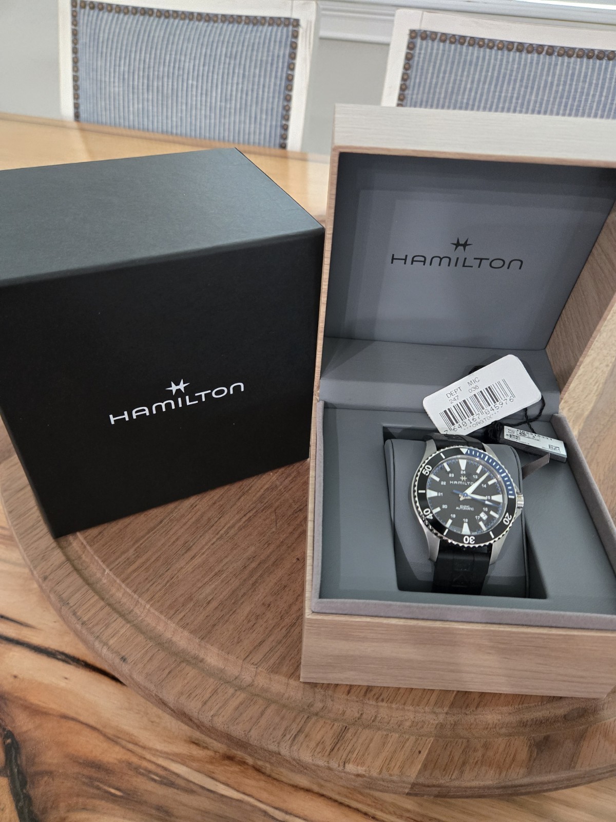 Hamilton Khaki Automatic 42mm Black Dial Black Rubber Strap 100m Box