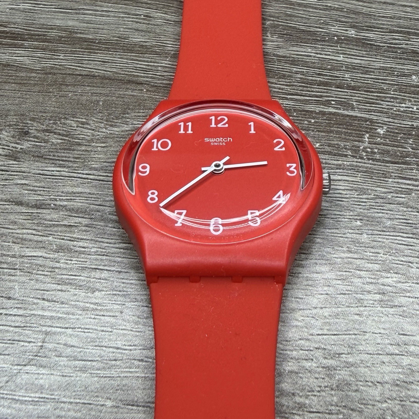 NEW✅ Swatch SUNETTY Red Silicone Number Dial Women’s 34mm Watch GR175