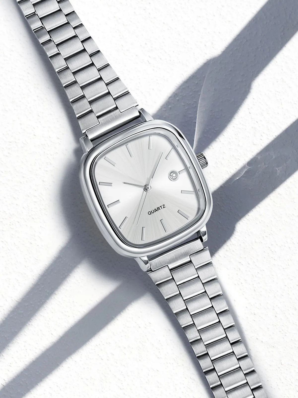 Modern minimalist square watch Business mens metal watch stainless