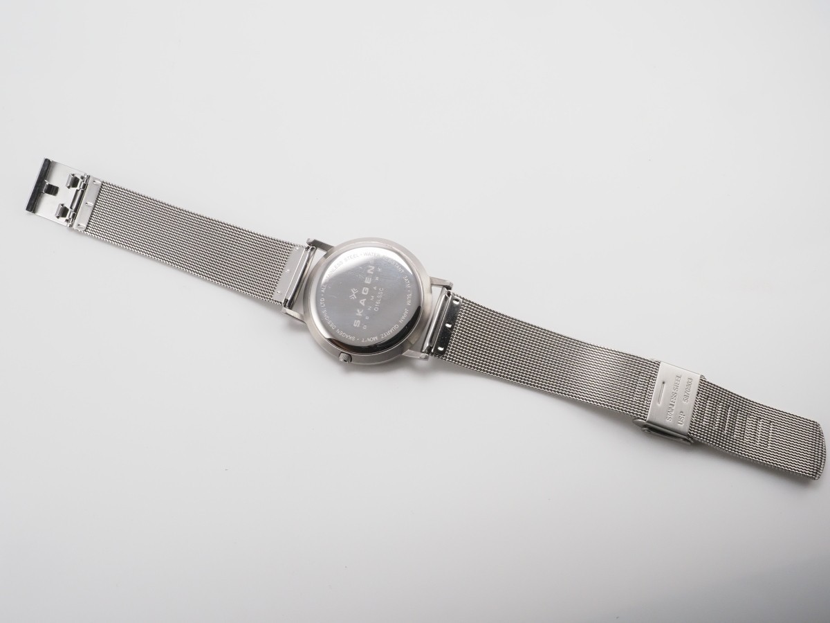 Skagen Denmark Ultra Slim Quartz Watch O16LSSC Mesh Band Silver Stainless Case