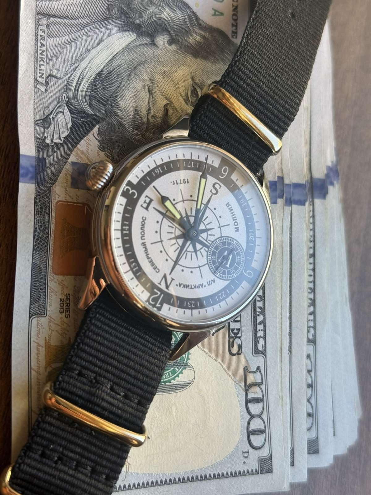 Watch Mechanical Wrist Molniya Compass Men’s Russian Soviet USSR Strap Vintage