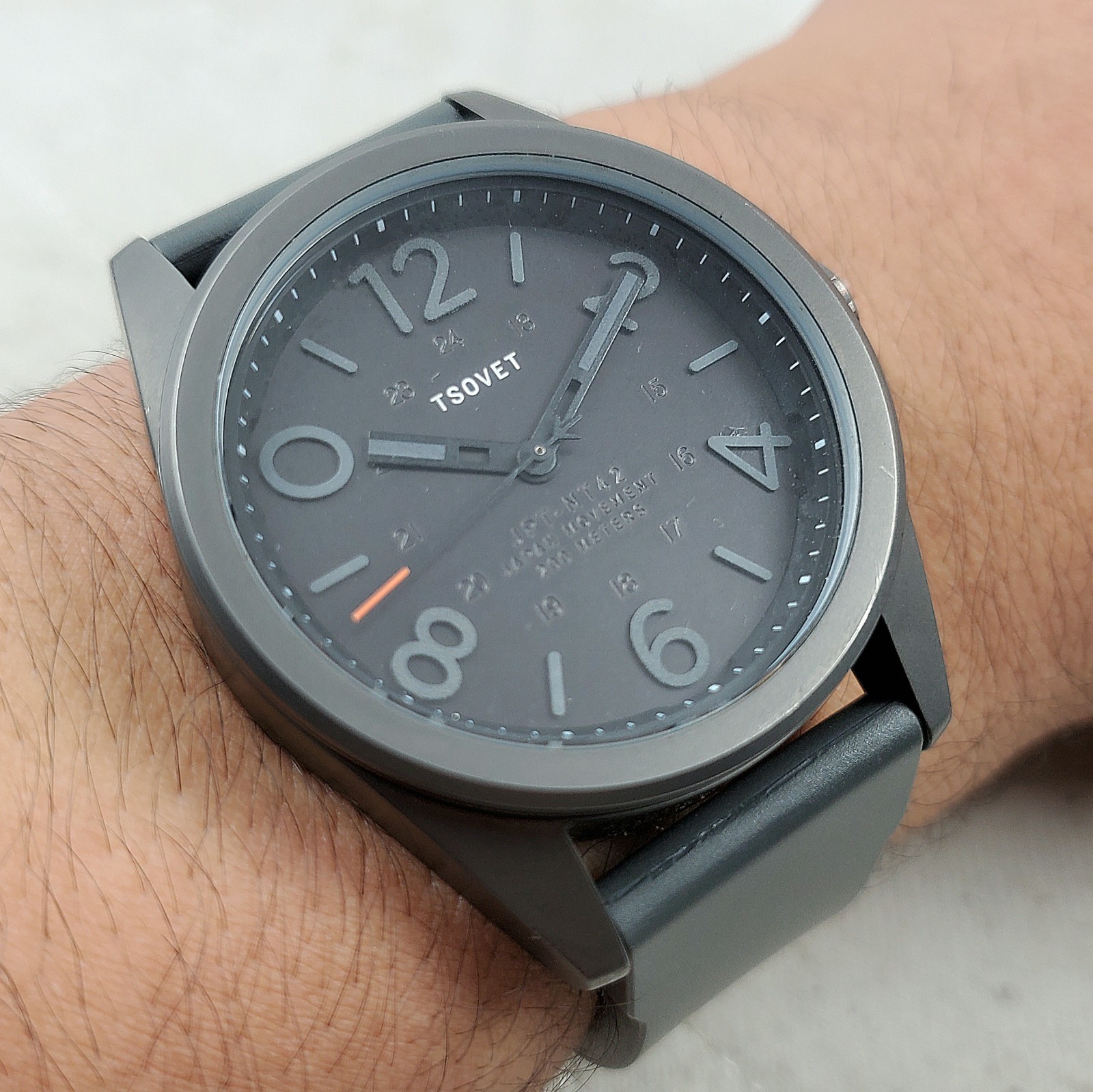TSOVET JPT-NT42 JAPAN MOV’T QUARTZ WR 200M GRAY/BLACK 24-HOUR MEN’S WATCH