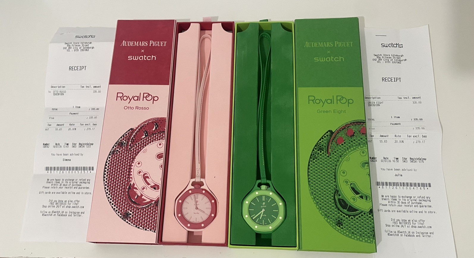 AP X SWATCH | OTTO ROSSO & GREEN OCHO | BRAND NEW SEALED | BAG BOX RECEIPT✅🚚💨
