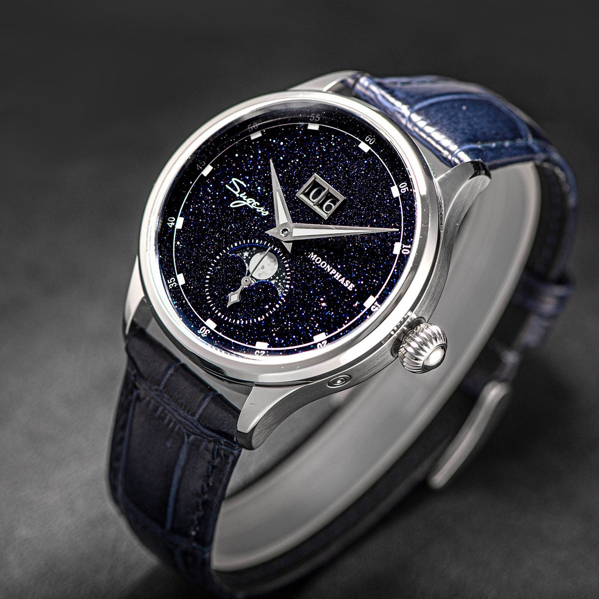 Sugess MoonPhase Master StarDust Mechanical Watch Seagull 1963 MoonPhase Display