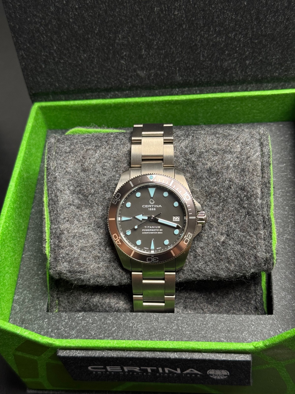 New Certina DS Action Diver 38mm Titanium Men’s Watch C0328074408100