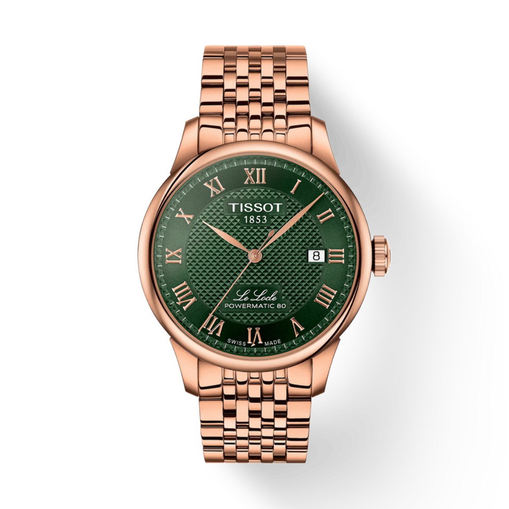 Tissot Le Locle 39mm Rose Gold PVD & Green Dial Watch